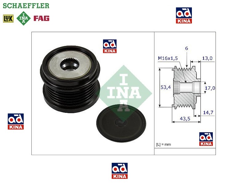 ALTERNATOR KASNAĞI 535023710 (43,5mm) FOCUS (09>) CMAX 1.6-2.0tdci
