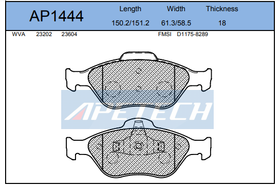 DİSK BALATA ÖN AP1444 FIESTA (00-) ABSLİ FUSION (02-) 1.4TDCI 1.6