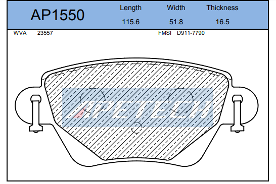 DİSK BALATA ARKA AP1550 KANGO MONDEO-III JAGUAR X-TYPE (01-)