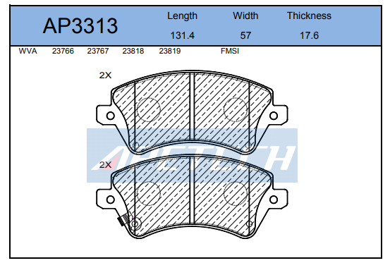 DİSK BALATA ÖN AP3313 COROLLA (03-) 1.4 1.6 VVTI AVENSIS