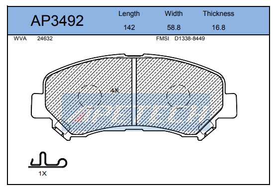 DİSK BALATA ÖN AP3492 QASHQAI 1.5 2.0 DCI (07-) KOLEOS 2.0 DCI (08-)