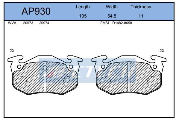 DİSK BALATA ARKA AP930 P106 P206 P306 SAXO XSARA R9 R19 CLIO MEGANE (INCE TIP)