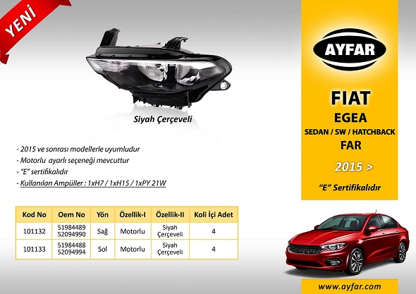 FAR SOL 101133 EGEA 15-> MOTORLU SİYAH ÇERÇEVELİ