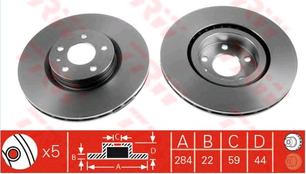 DİSK FREN AYNASI ÖN 561520B 284MM DOBLO (06-) 1.3 1.6 MJTD 5 BİJON HAVALI