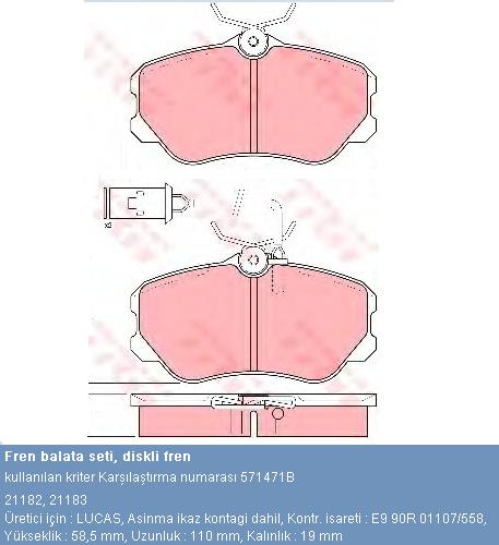 DİSK BALATA ÖN 571471B XM FİŞLİ