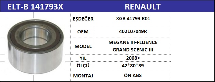 AKS BİLYASI ÖN B141793X FLUENCE MEGANE-III