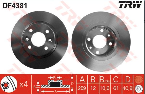 DİSK FREN AYNASI ÖN DDF1502 LOGAN 259MM BÜYÜK TİP ABSLİ SANDERO