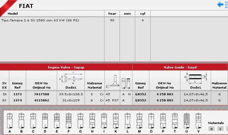 SİBOP TAKIMI 1373 1374 IN 4 EX 4 TEMPRA 1.6 SLX STD | 7617500 5973128