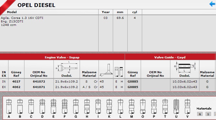 SİBOP TAKIMI 4027 4062 IN 8 EX 8 ASTRA 1.3 16V CDTI | 641071 641072 46518930