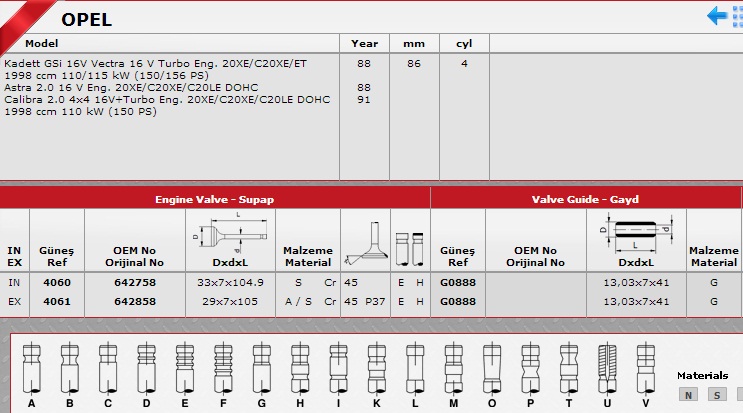 SİBOP TAKIMI 4060 4061 IN-8 EX-8 VECTRA 2.0 DOHC 16V TURBO