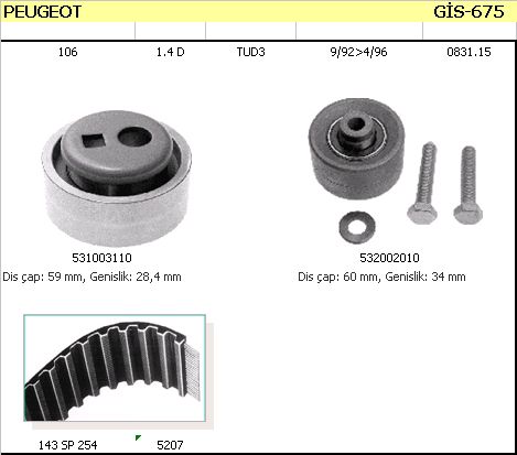 TRİGER SETİ GİS 675 P106 (92-96) 1.4D K9Y