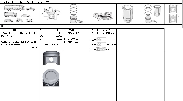 MOTOR SEGMANI 61442005 STD ASTRA CORSA Z1.4XE 1,2*1,5*2 77,6MM