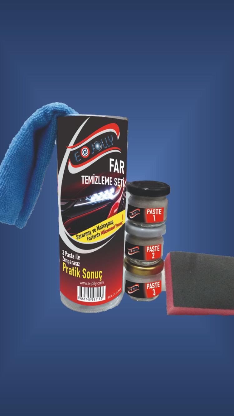 FAR TEMİZLEME SETİ ( 3 CİNS CİLA + SÜNGER + TEMİZLEME BEZİ )