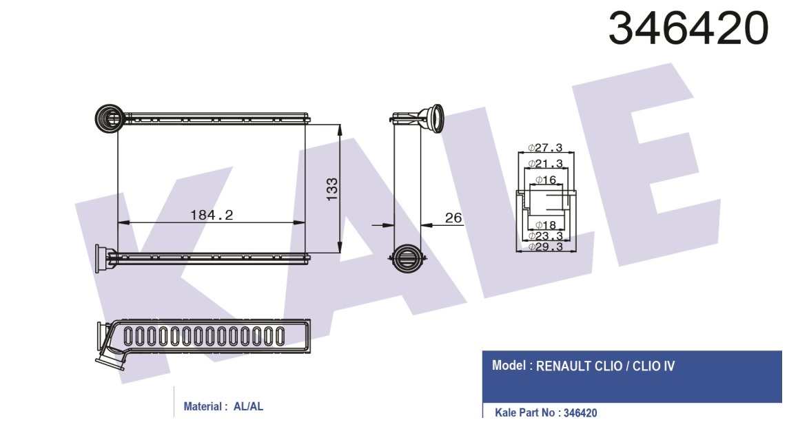 KALORİFER RADYATÖRÜ 346420 CLIO IV LOGAN-II 13-> (BRAZING)