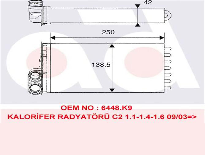 KALORİFER RADYATÖRÜ 346440 C2 C3 C3-II C3 PLURIEL 1.4 1.6 HDI 02>09 P1007 1.4 HD | 6448K9