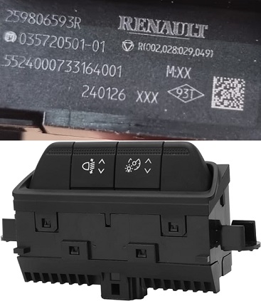 259806593R TORPİDO SOL KUMANDA PANEL - FAR AYAR ANAHTARI CLIO V | 259806593R