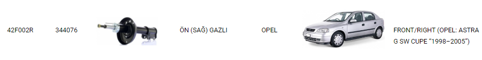 AMORTİSÖR ÖN SAĞ 42F002R ASTRA G