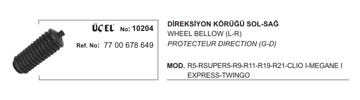 DİREKSİYON KÖRÜĞÜ 10204 R9 R11 R19 R21 CLIO-I MEGANE-I EKSPRES TWINGO 7700678649