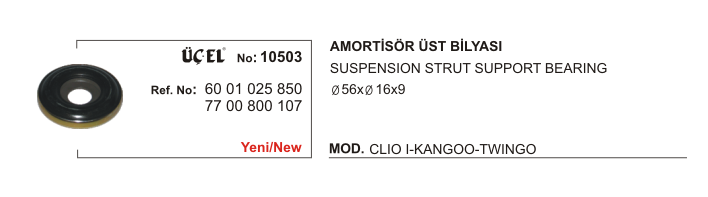 AMORTİSÖR BİLYASI ÜST 10503 CLIO KANGO TWINGO 6001025850