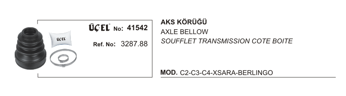 AKS KÖRÜĞÜ 41542 P206 P306 P307 PARTNER BERLINGO C2 C3 C4 SAXO XSARA 3287.88