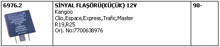 FLAŞÖR 6976.2 KANGO CLIO KÜÇÜK 12 VOLT