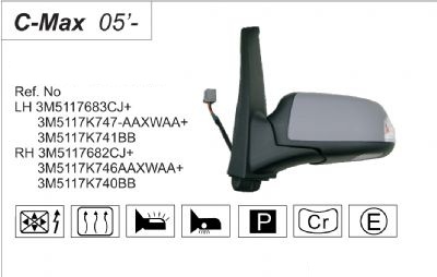 AYNA SOL VM302NEHPL FOCUS CMAX (03-) SİNYALLİ ELEKTRİKLİ ISITMALI PRIMERLİ